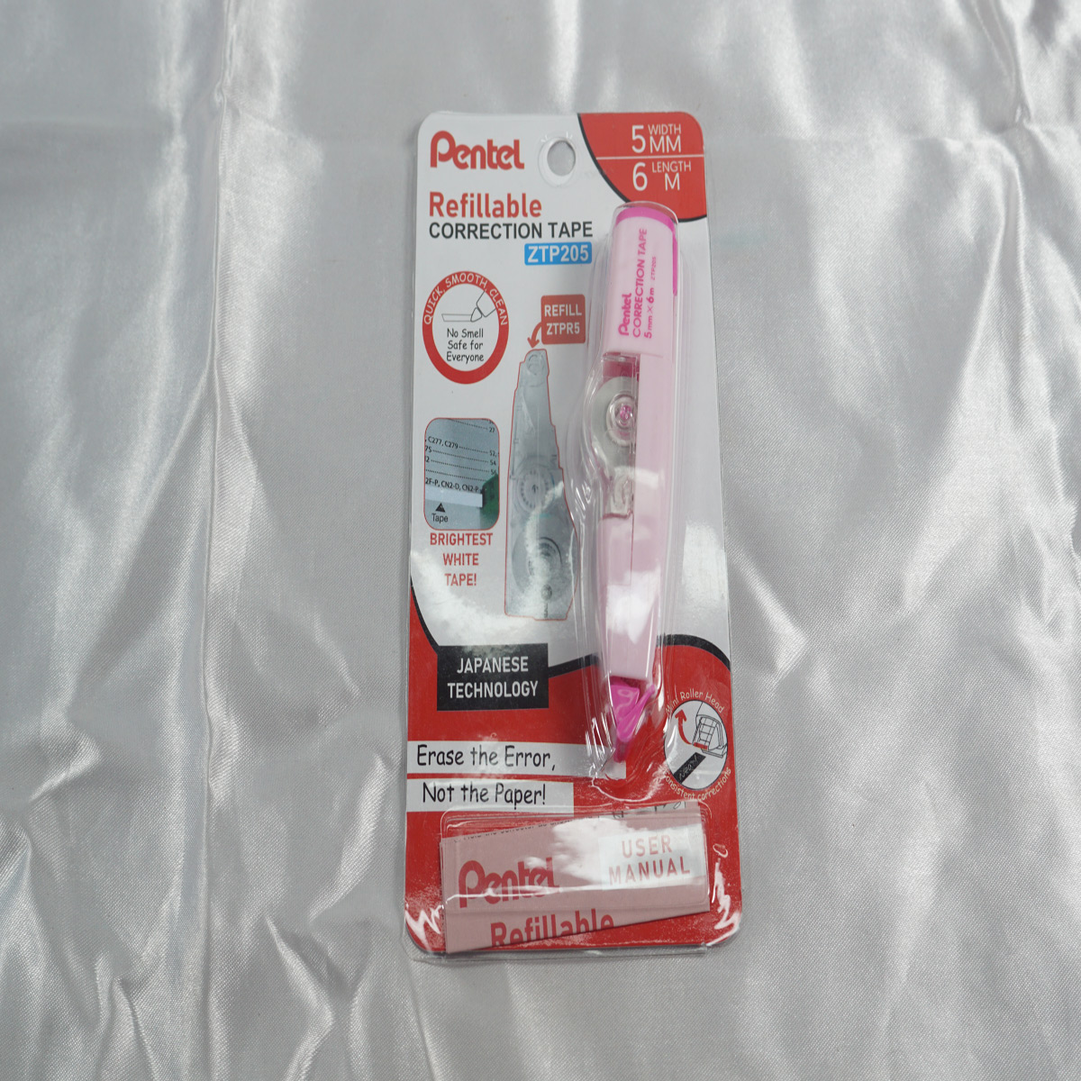 Pentel Refillable Correction Tape ZTP205 Pink Color SKU 51882