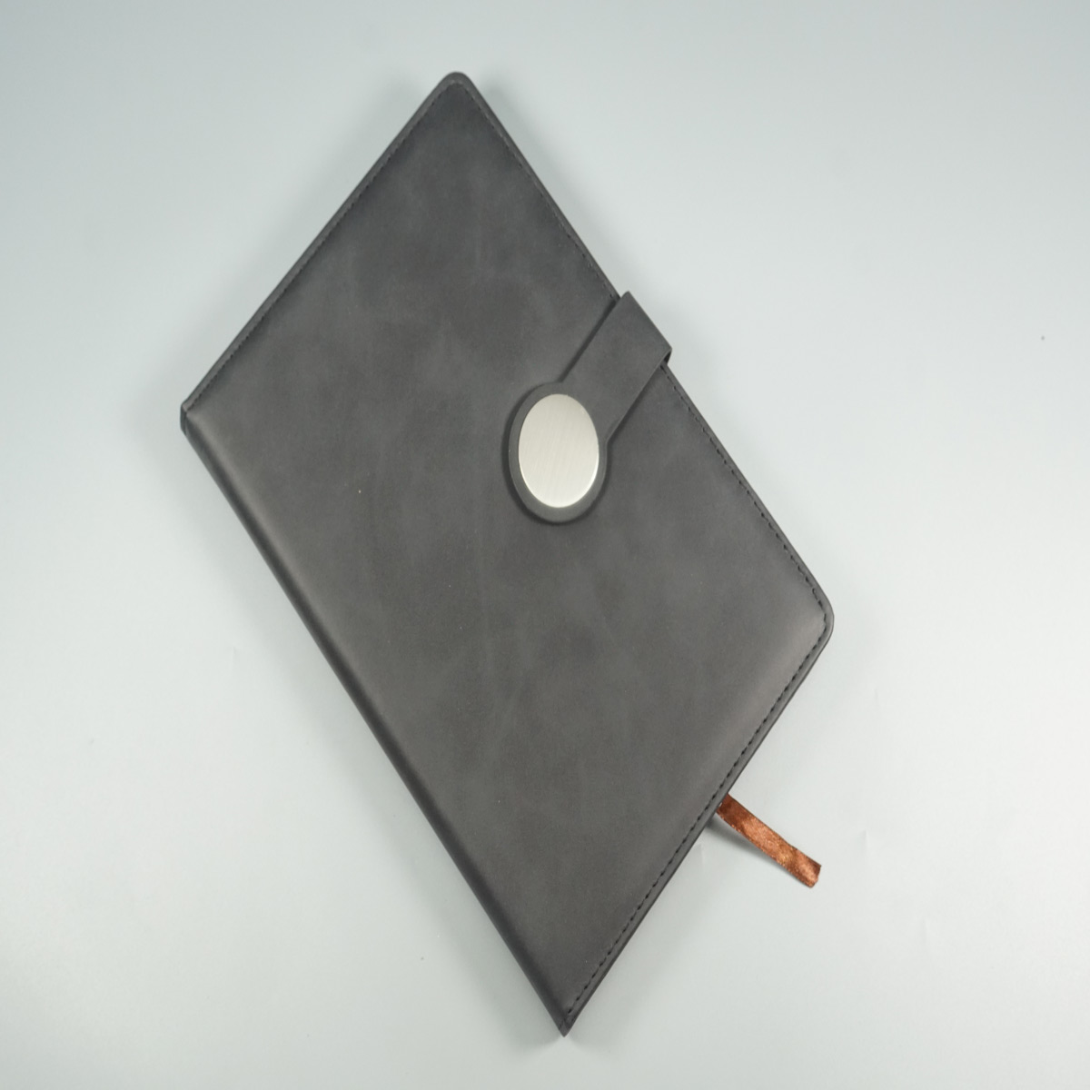 penhouse.in Plain Black Color A5 Leather Round  Magnetic Closure Note Book  SKU 51974