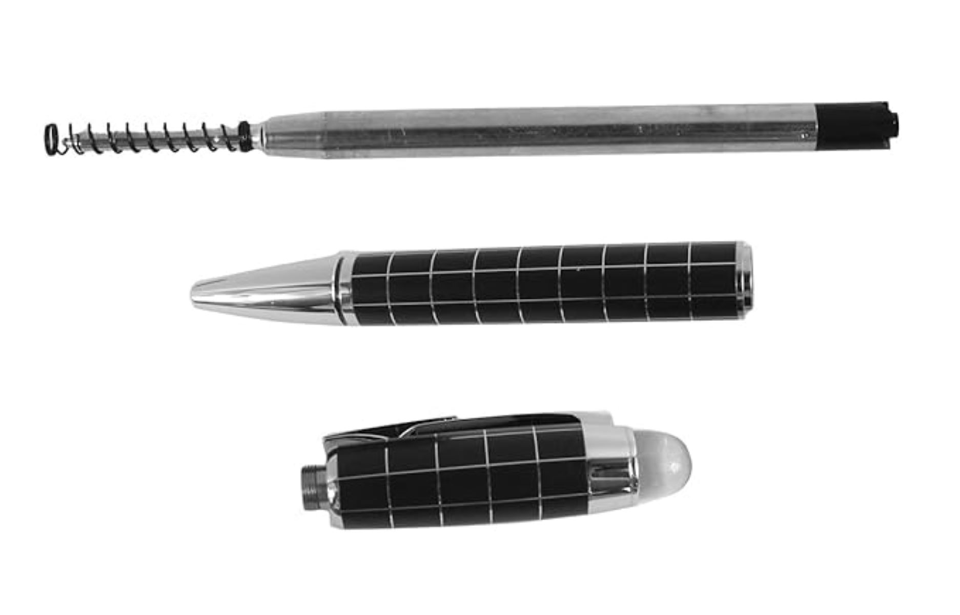 Penhouse.in Classic Elegant Black Color Body with white trim and strip Top on stone Twist Type Ball Pen SKU 26854