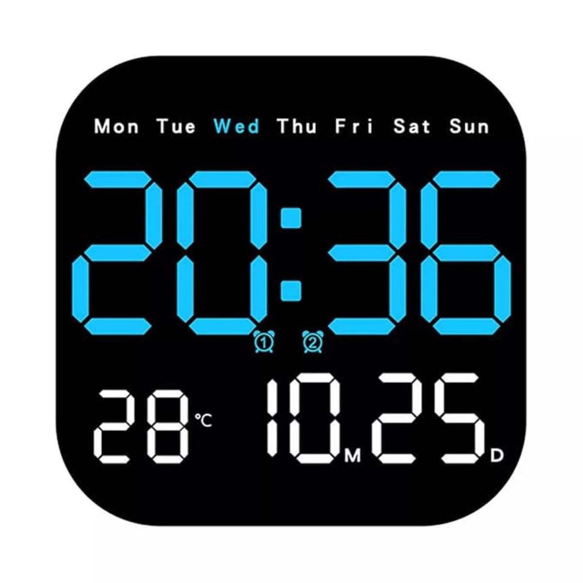 penhouse.in 6650 CBK Digital Alarm Wall Clock Table Clock, 9 inch LED Clock with Date and Temperature, Auto Dimming, Day of Week, with Remote Control, Perfect for Home Office Table Desk, Living Room SKU 51569