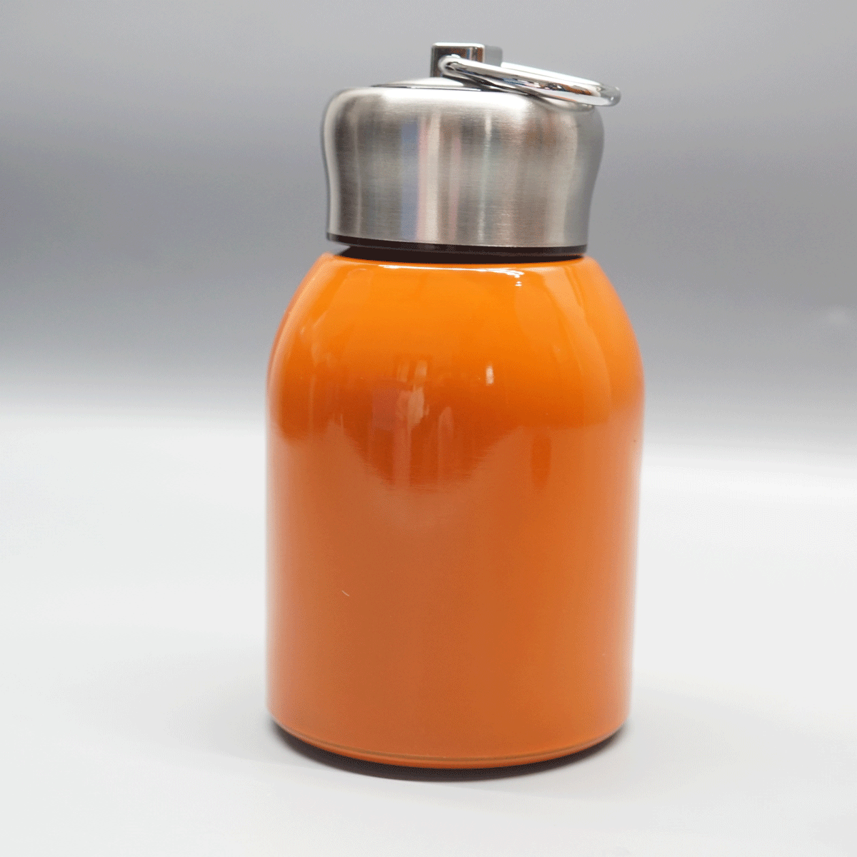 penhouse.in Mini Glossy Orange Color Body Silver Cap Hot And Cool Stainless Steel Vacuum Flask 300ml SKU 52013