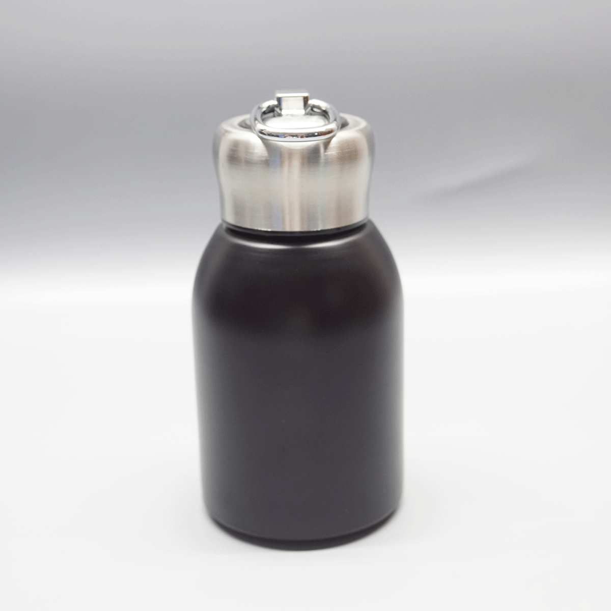penhouse.in Mini Glossy Black Color Body Silver Cap Hot And Cool Stainless Steel Vacuum Flask 300ml SKU 52018