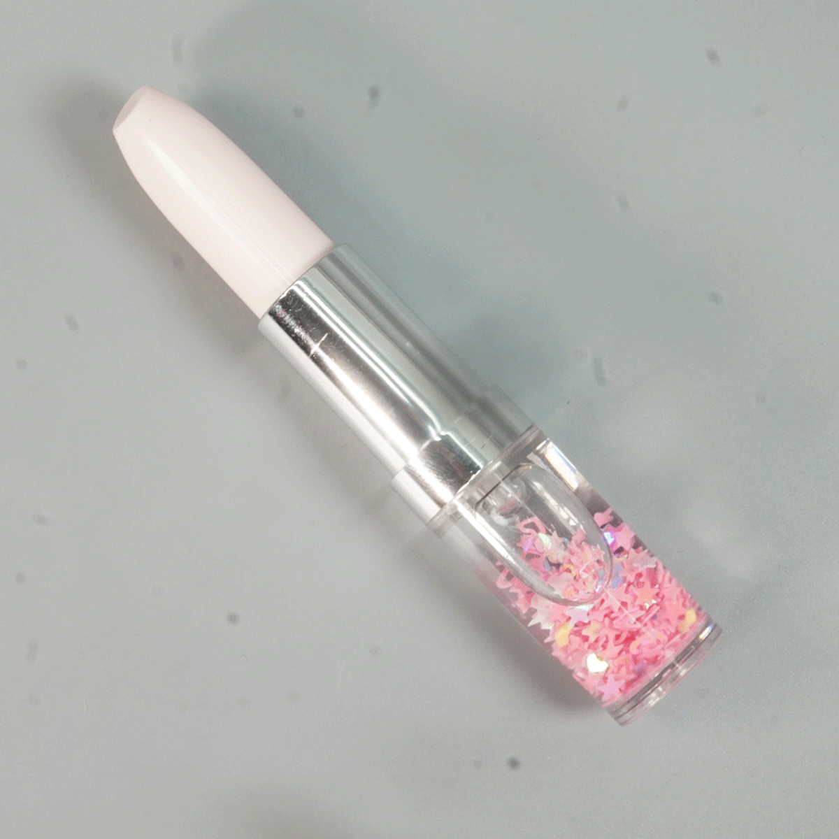 penhouse.in Attractive Light Pink Color Body With Star Design Glitter Lipstick Shape Cap Type Toy Gel Pen SKU 52089