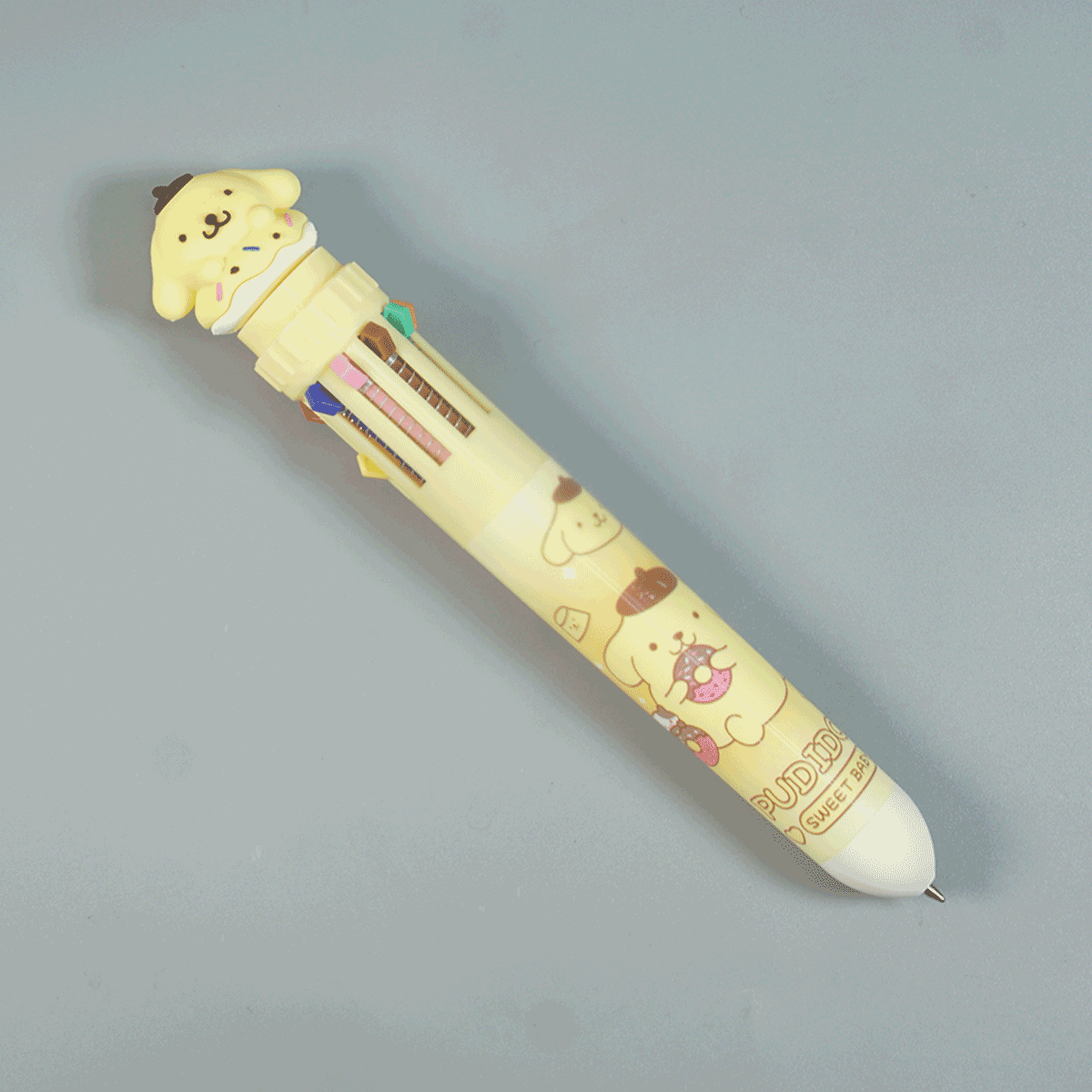 penhouse.in Pens Yellow Color Body Pudidog Themed 10 in 1 Multi Color Pen Spring Type Ball Pen SKU 52090
