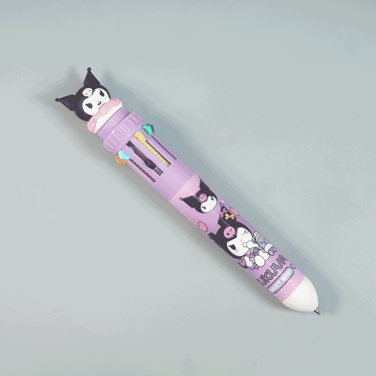 penhousei.in Pens Purple And Violet Color Body Themed 10 in 1 Multi Color Pen Spring Type Ball Pen SKU 52091