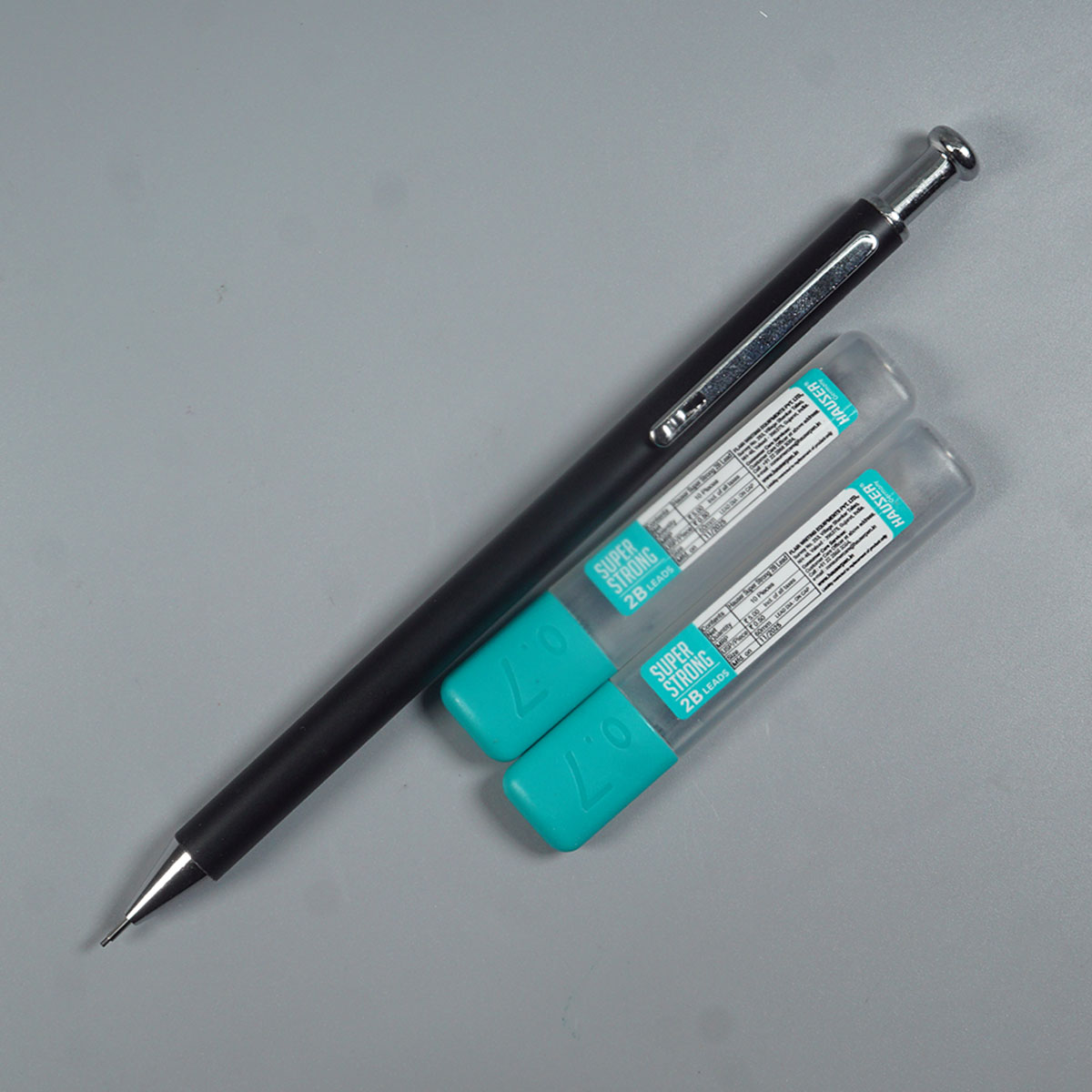 Hauser Silver-X 0.7 MM Black Color Body With Silver Color Clip  Lead Box And Retractable Type Mechanical Pencil SKU 52191