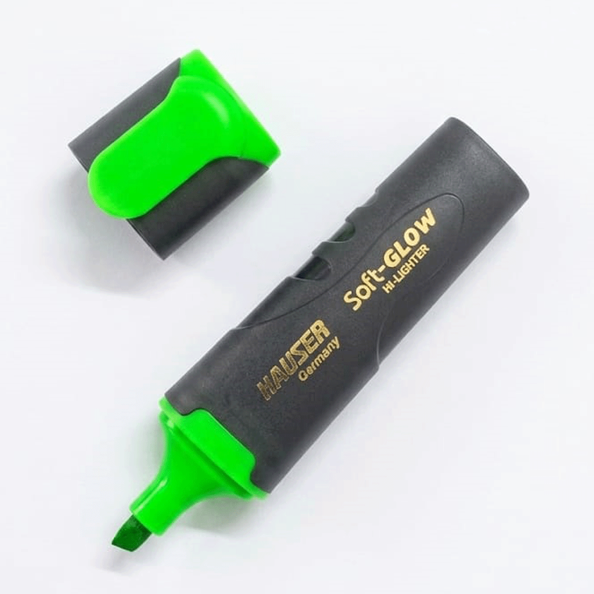 Hauser Soft Glow Hi-Lighter Black Color Body and Black Color Cap With Green Writing And Clip SKU 52226