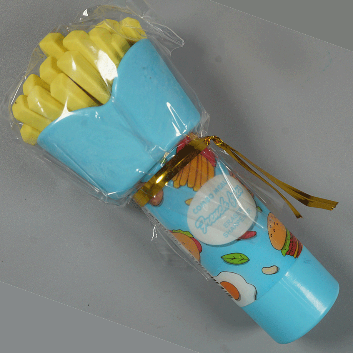 penhouse.in Stationeries WX-99594 Combo Meals French Fries Eraser and Sharpener Sky Blue and Yellow Color Body SKU 52263
