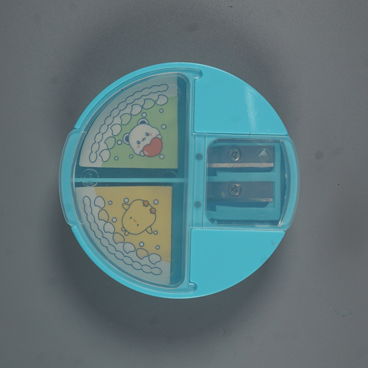 penhouse.in Stationeries WX-99507 Circle Shaped Eraser and Sharpener Sky Blue Color SKU 52270