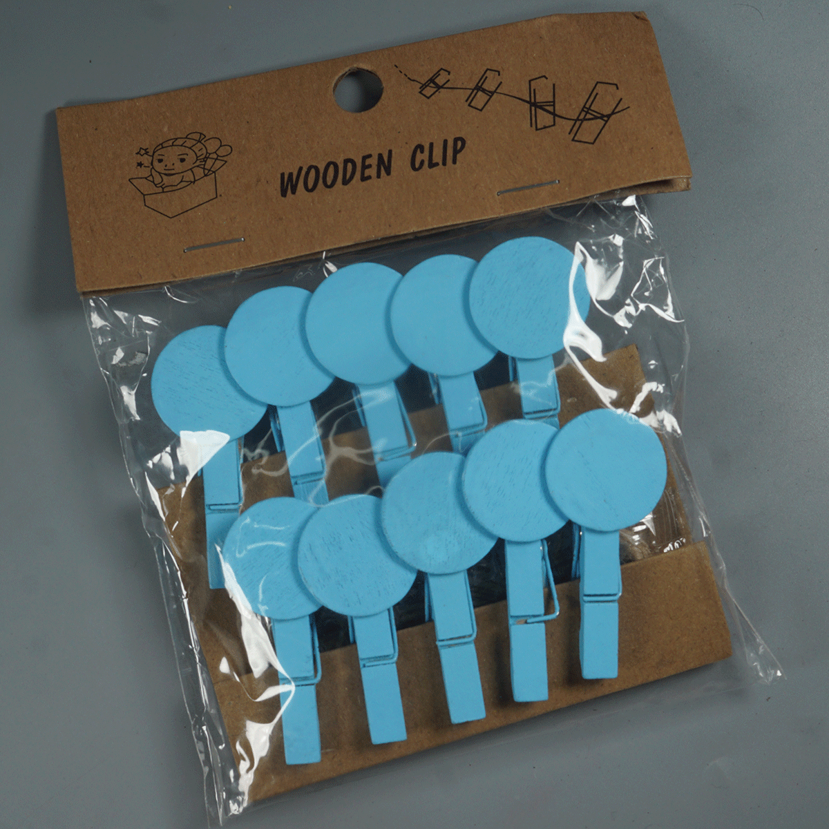 penhouse.in Stationeries Craft Clip Sky Blue Color Circle Shaped Wooden Clip 10Pcs SKU 52290