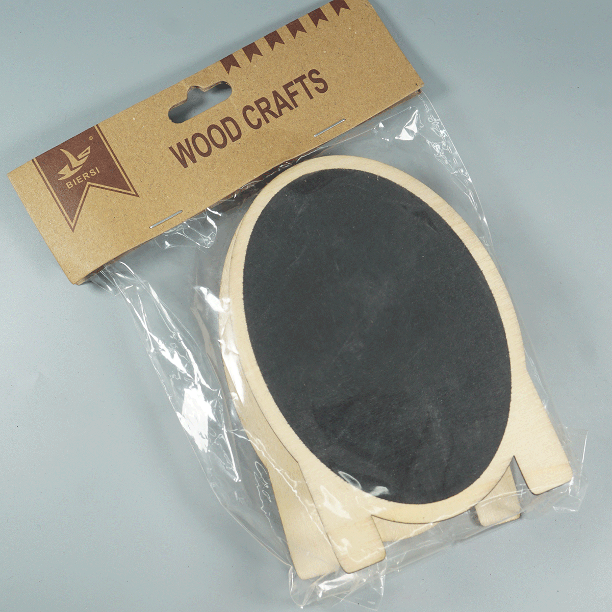 penhouse.in Stationeries 1090 Wooden Black Board Double Side with Clip Board Oval Shaped Wood Crafts SKU 52295