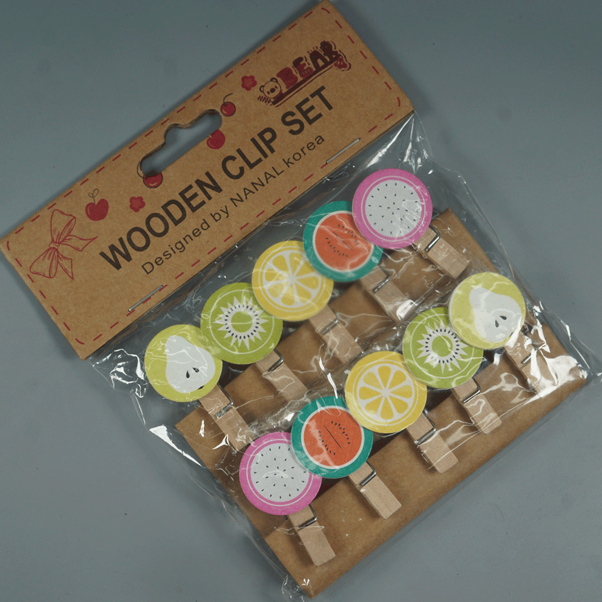 penhouse.in Stationeries 10Pcs Mini Cute Multi Fruits Wooden Clip Set  SKU 52315