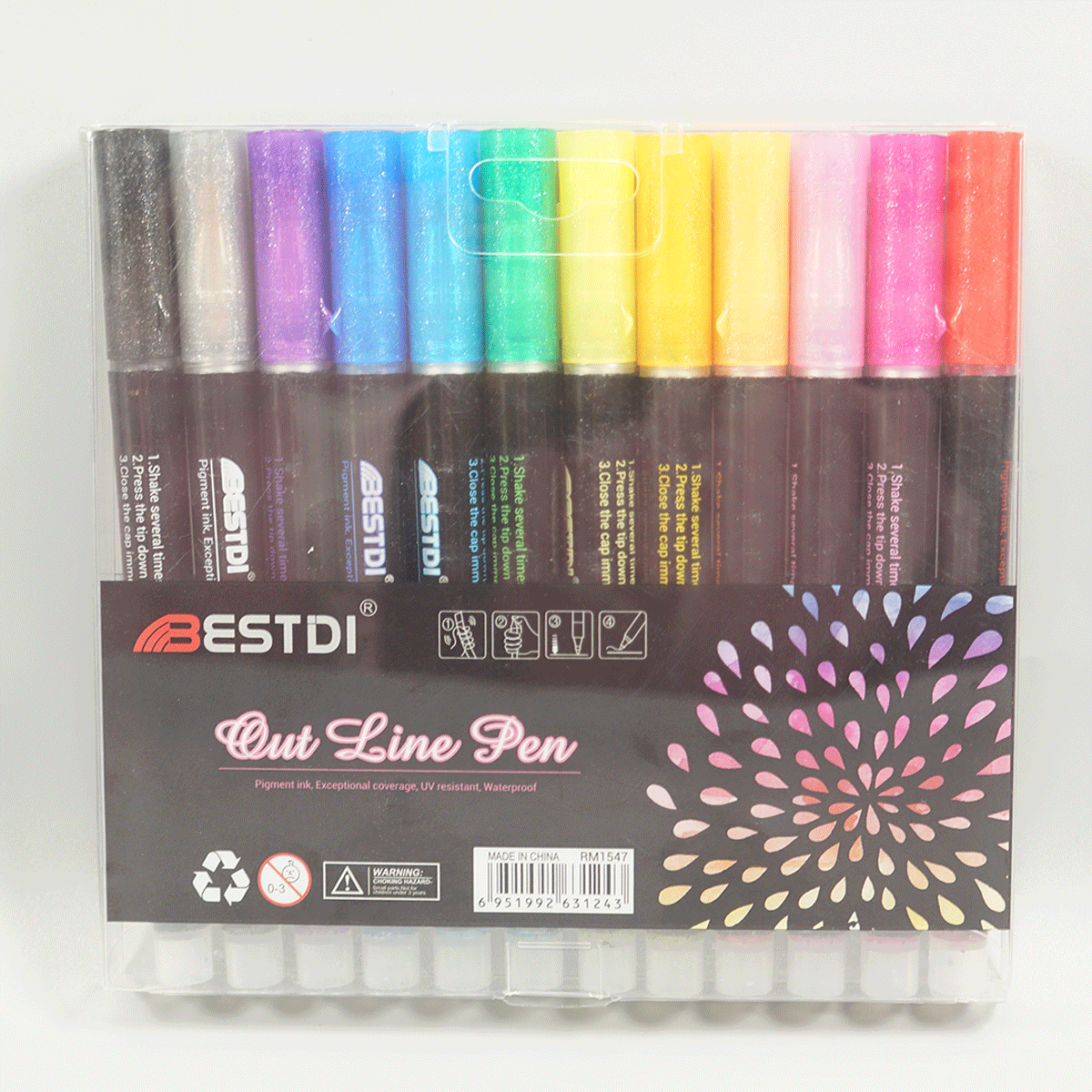 penhouse.in Stationeries  12 Colors Out Line Pen SKU 52337