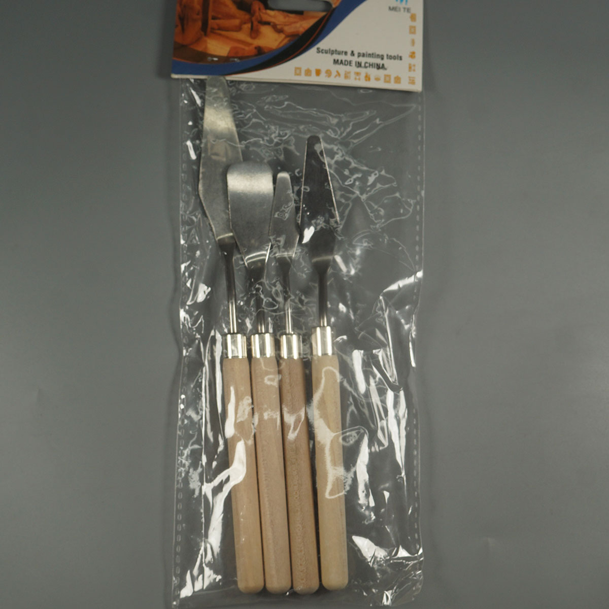 penhouse.in Stationeries4 Piece Set Of Artist Palette Knives Stainless Steel Bladses And light Color wooden Handles SKU 52358
