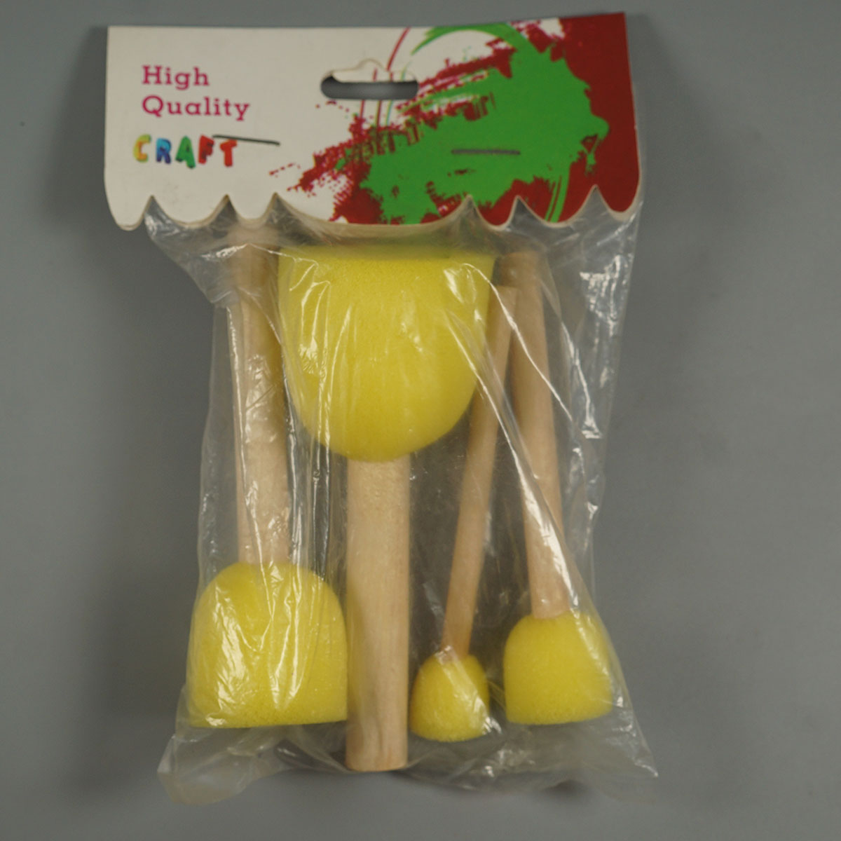 penhouse.in Stationeries Art Tool For Kids 4 Round Yellow stencil Sponges With Wooden Handles SKU 52364