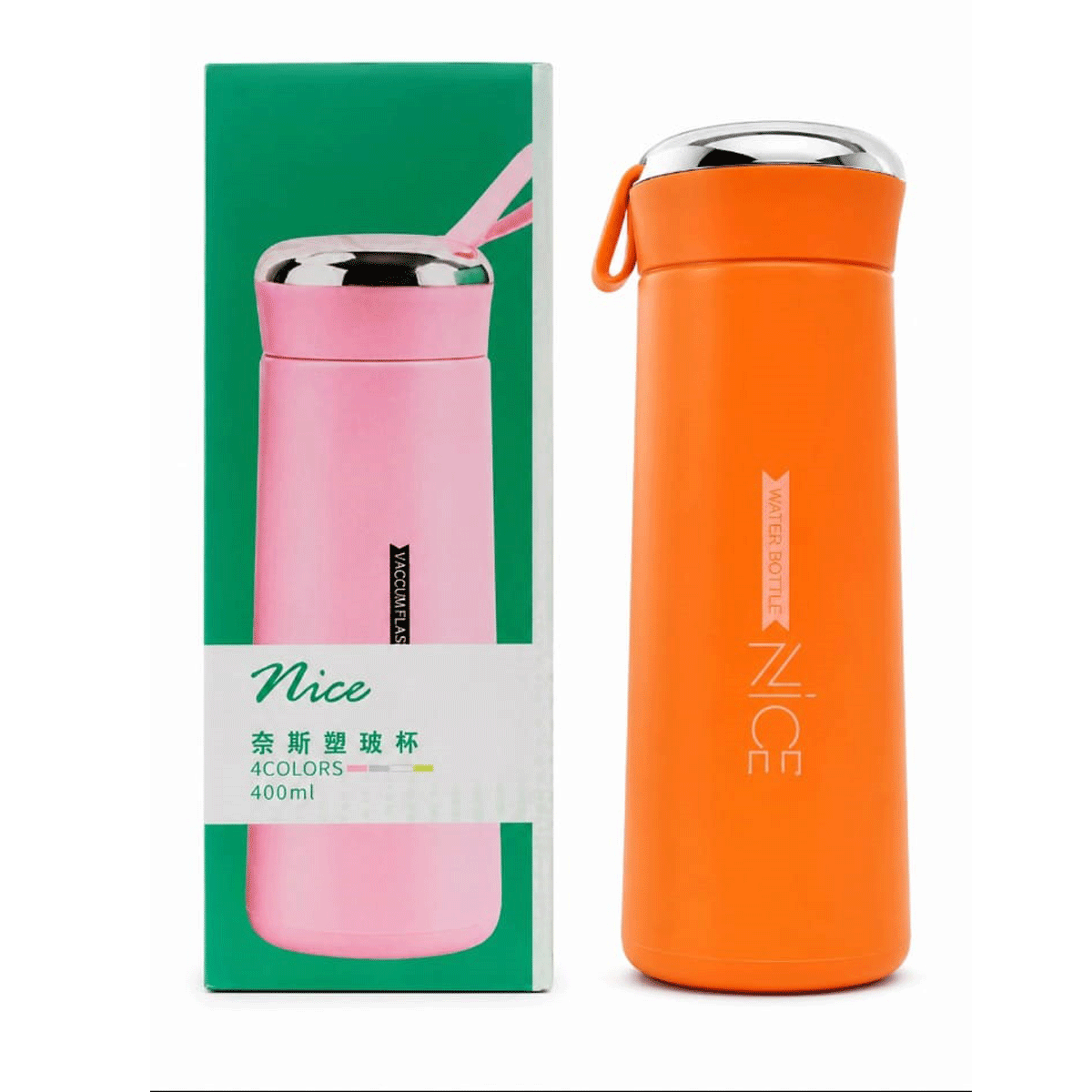 penhouse.in Stationeries Nice Orange Color Body And Glass Inner Water Bottle With Plastic Body 400ml SKU 52384