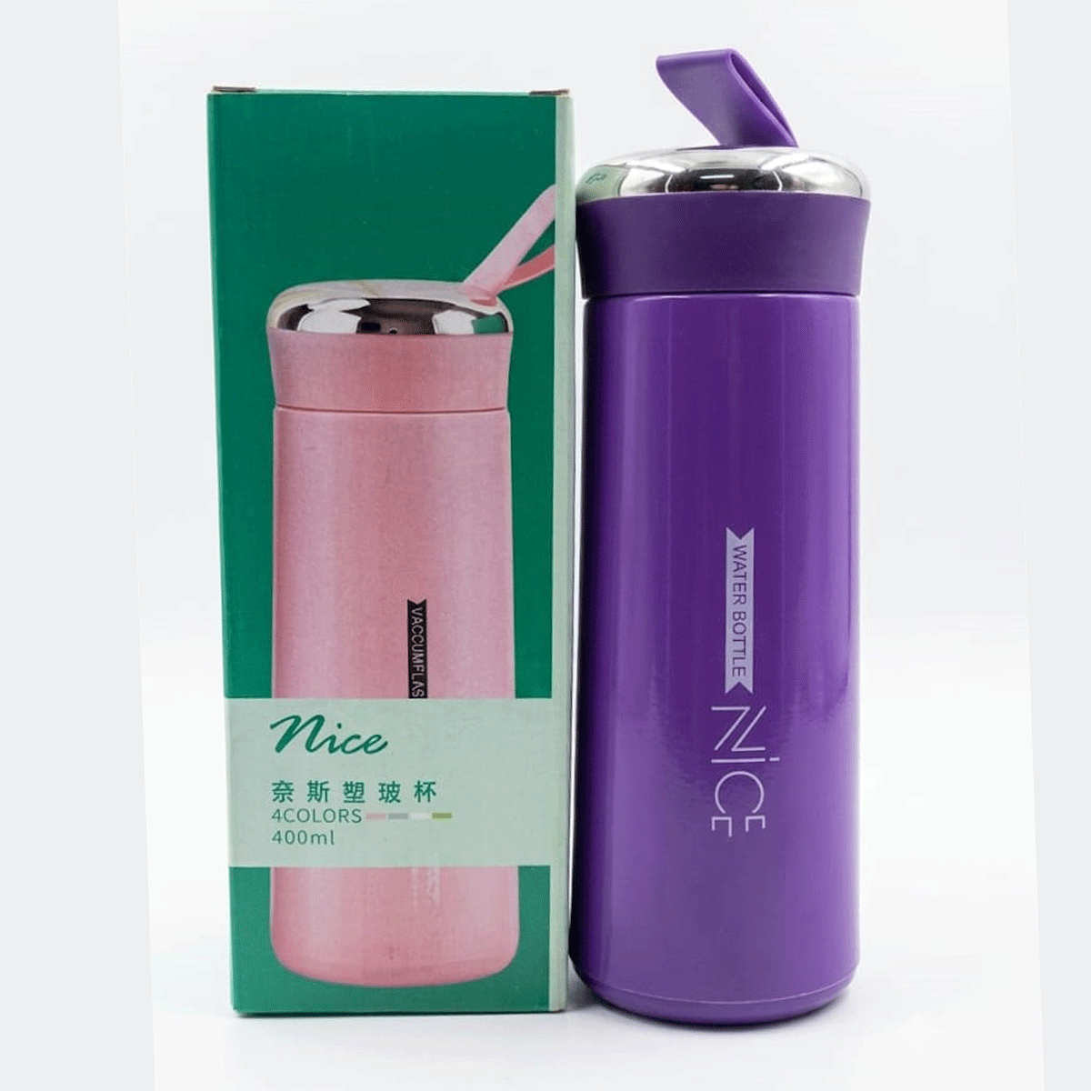 penhouse.in Stationeries Nice Violet Color Body And Glass Inner Water Bottle With Plastic Body 400ml SKU 52385