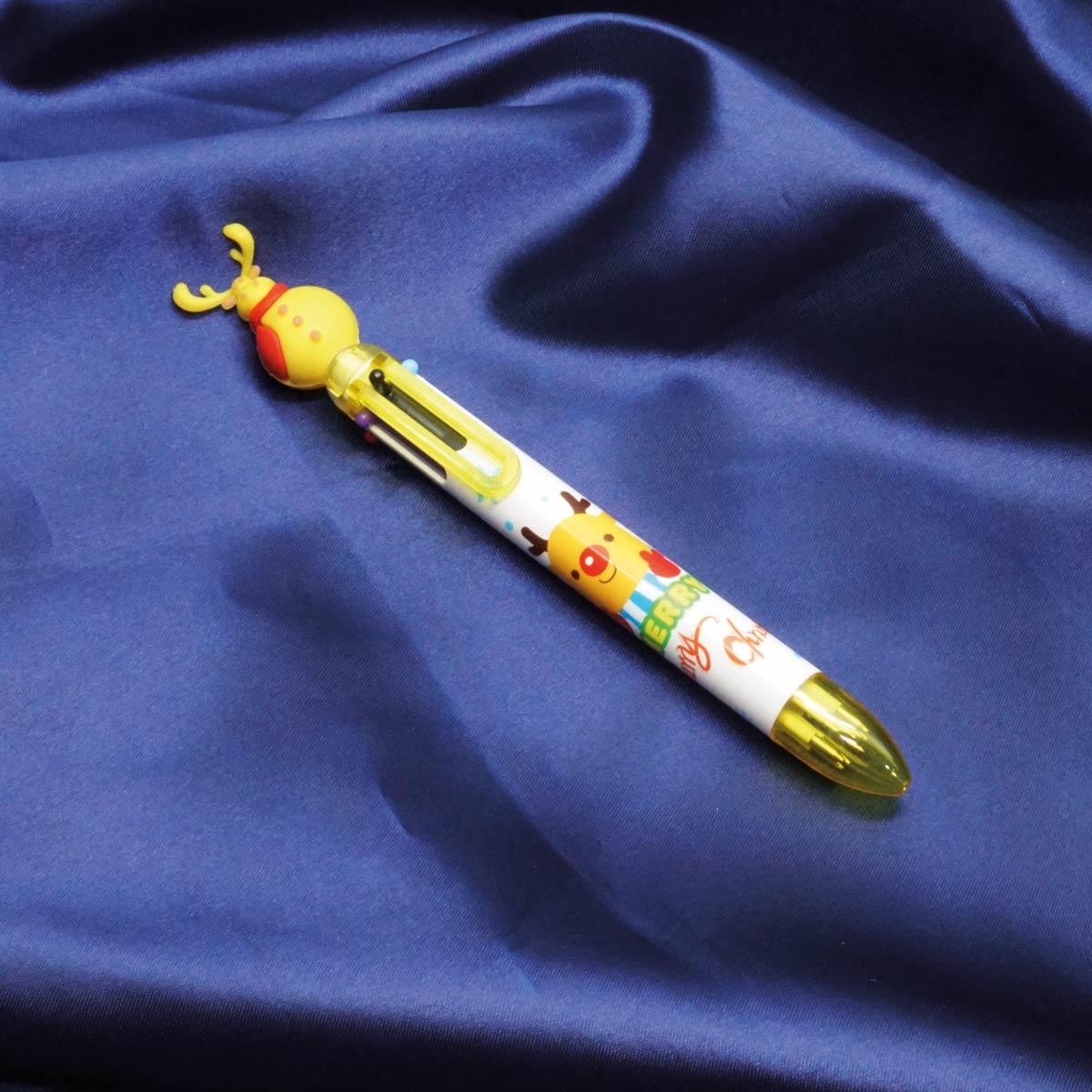 penhouse.in Deer Face Top Design With 6 Multicolor Writing Click Type Toy Ball Pen SKU 55007