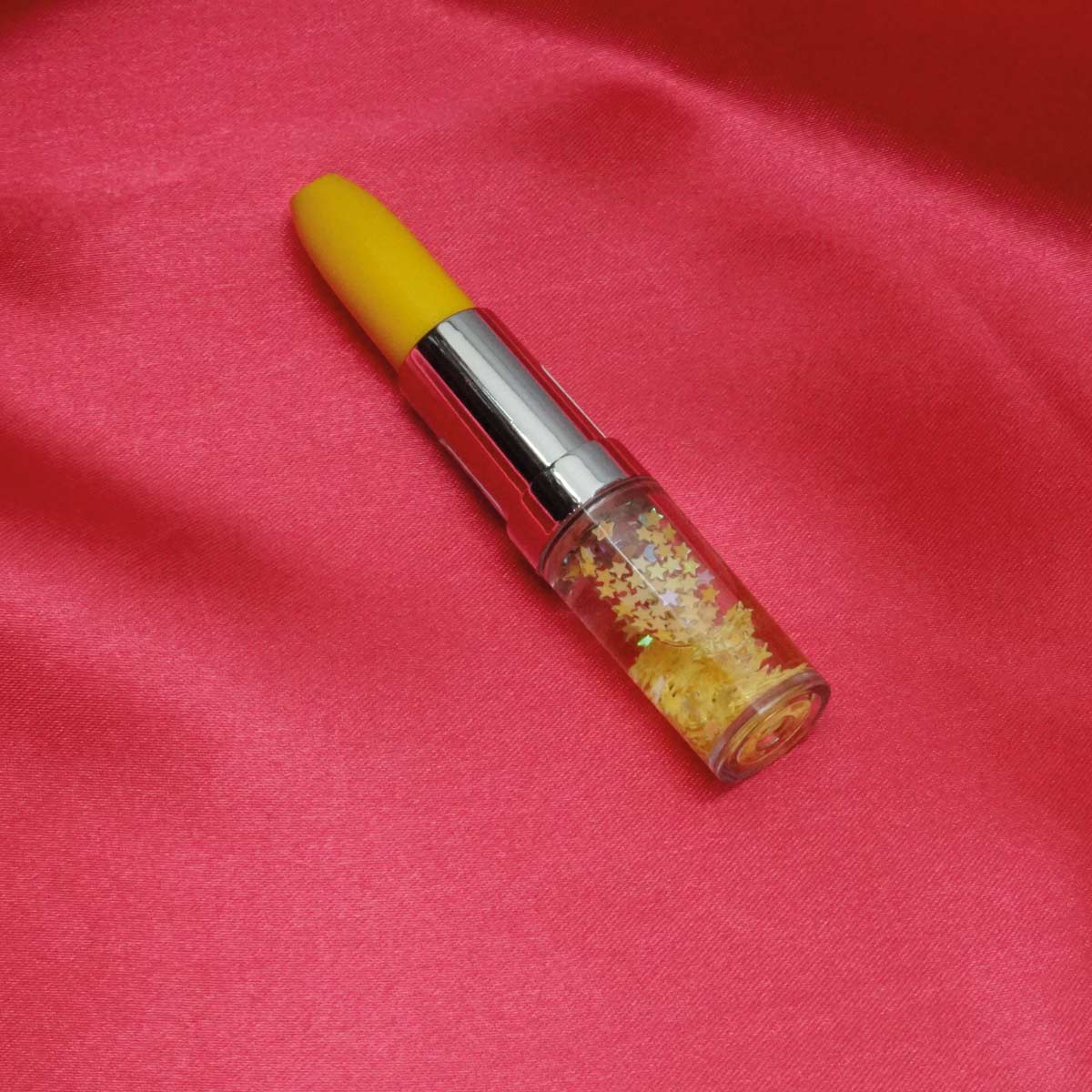 penhouse.in Attractive Yellow Color Body  With Star Design Glitter Lipstick Shape Cap Type Toy Gel Pen SKU 55009