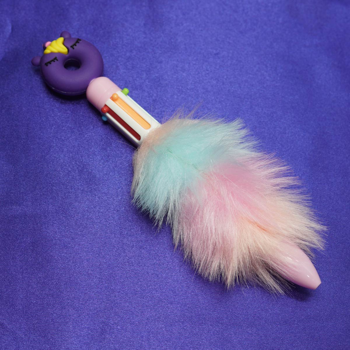 penhouse.in MD-017 Febrina Cute Unicorn With Purple Circle Color And With 6 Multicolor Writing Click Ball Pen SKU 55124