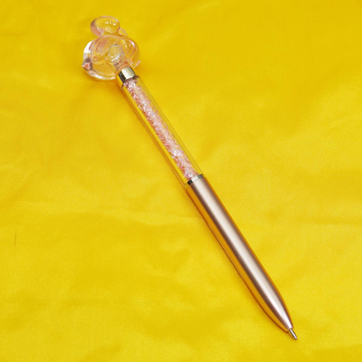 penhouse.in 6816 Light Pink Color Diamond Stone Body With Top On Swan Stone Medium Tip Twist Type Ball Pen SKU 55206