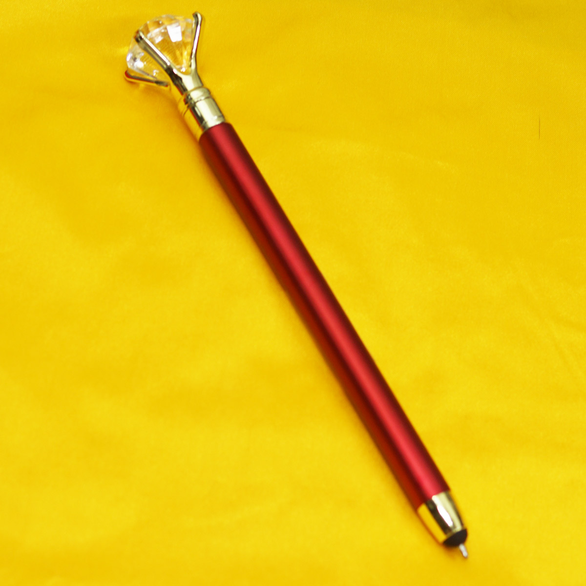 penhouse.in 6826 Mat Red Color Body With Top On Diamond Stone Medium Tip Twist Type Ball Pen SKU 55220