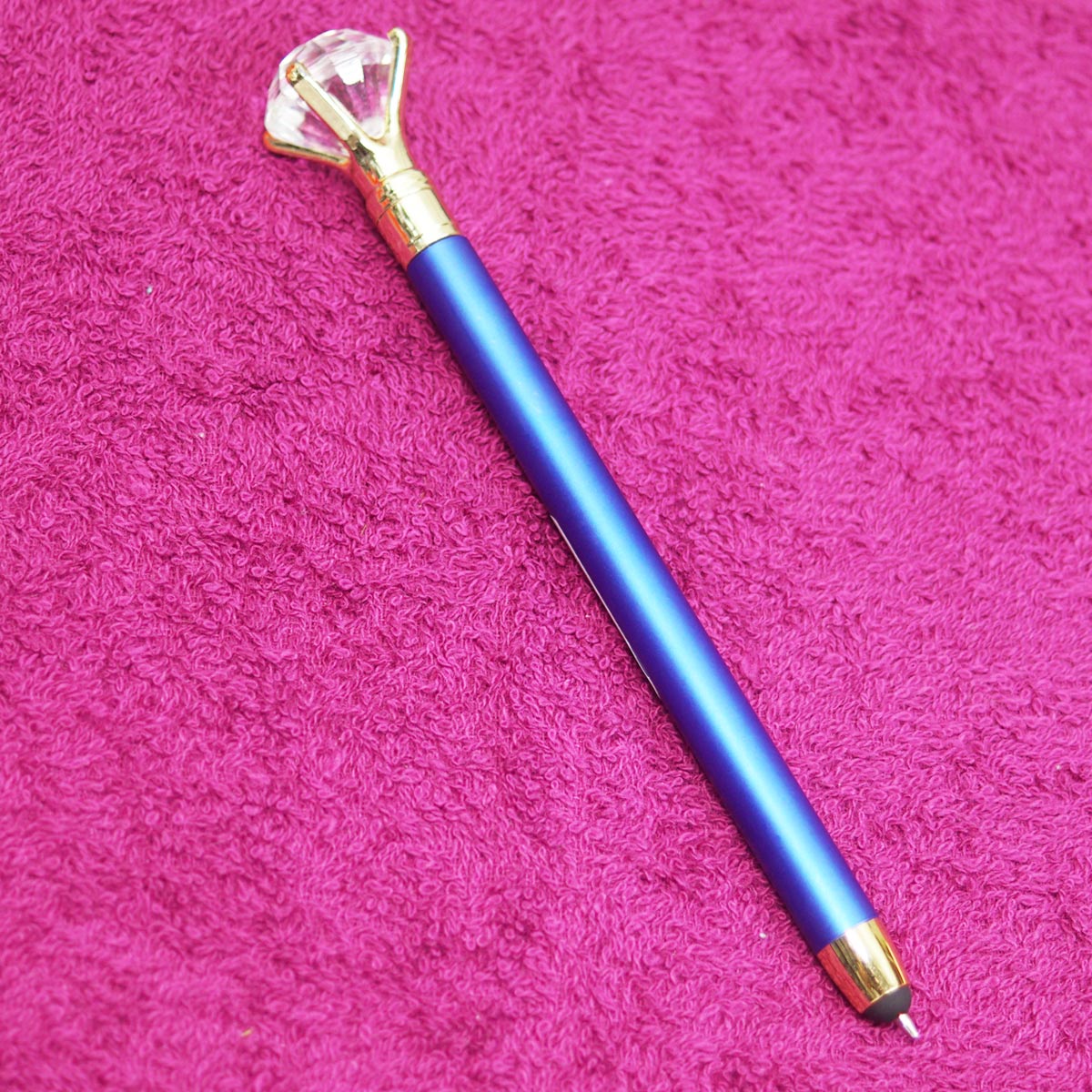 penhouse.in 6826 Mat Blue Color Body With Top On Diamond Stone Medium Tip Twist Type Ball Pen SKU 55221