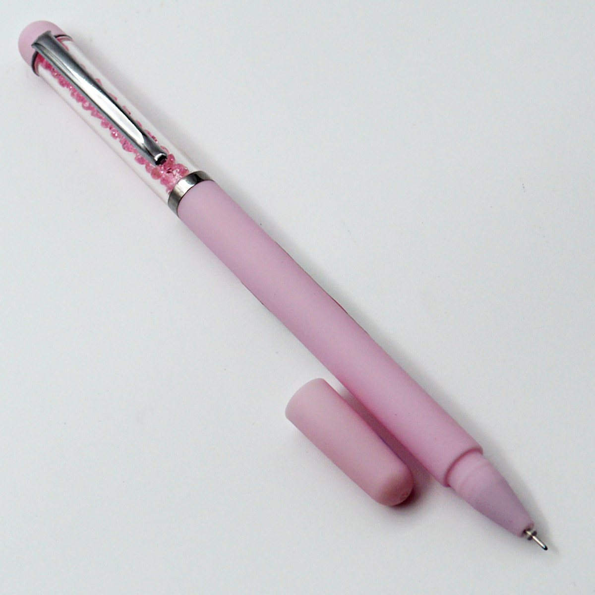penhouse.in 6002 Light Pink Color Body With Crystal Filled Cap Fine Tip Gel Pen SKU 55284