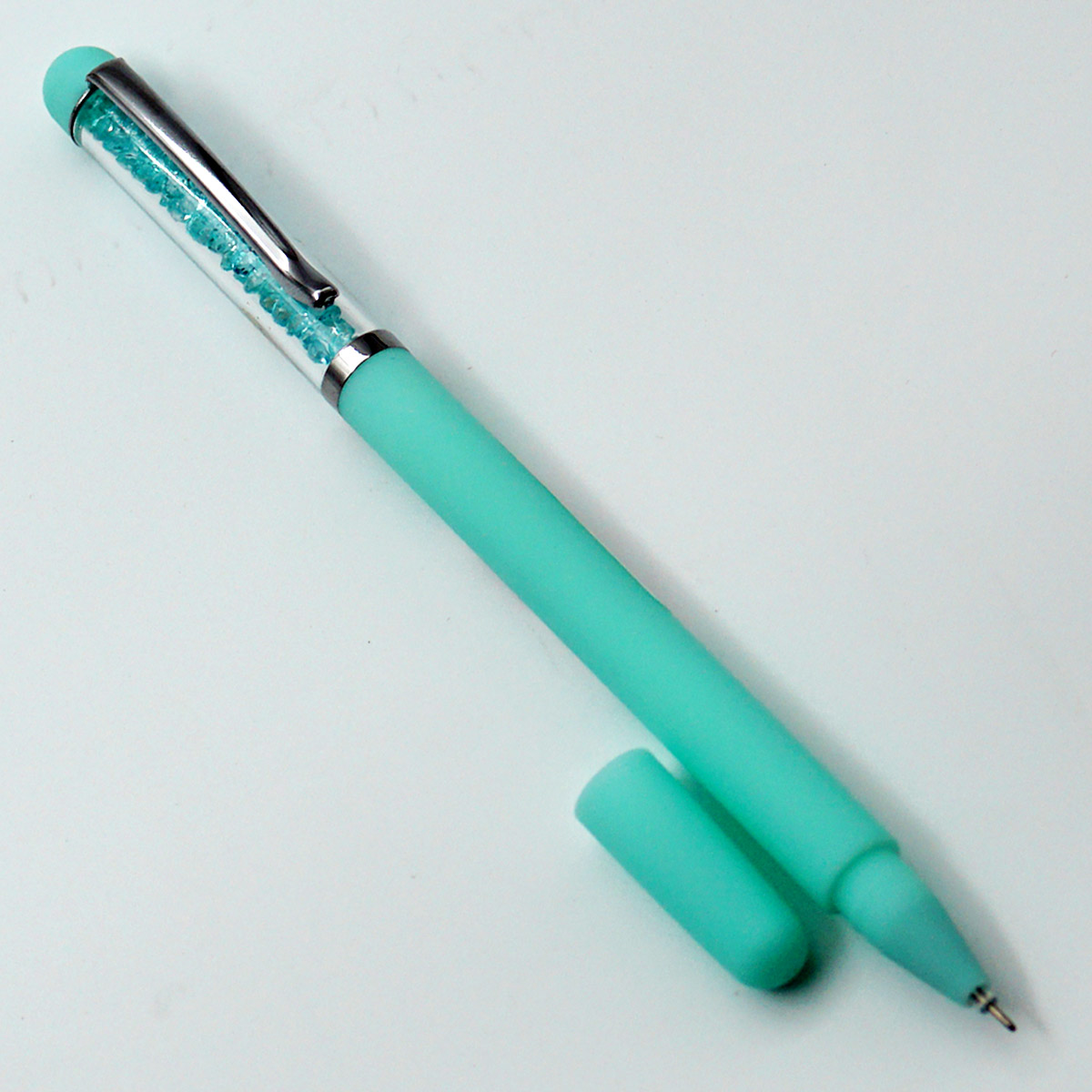 penhouse.in 6002 Green Color Body With Crystal Filled Cap Fine Tip Gel Pen SKU 55285