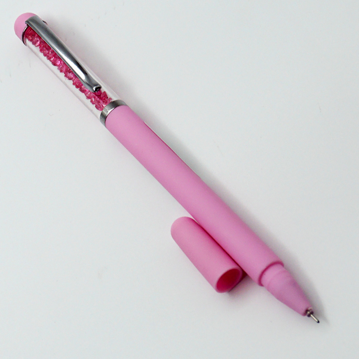 penhouse.in 6002 Pink Color Body With Crystal Filled Cap Fine Tip Gel Pen SKU 55286