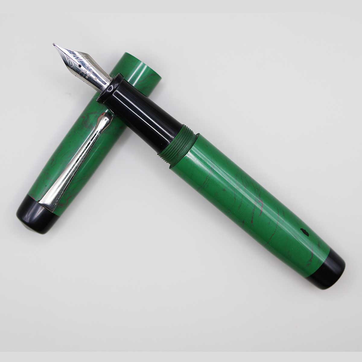 WOW Brand Model - 1006A Saaral (சாரல்) Handmade Ebonite Pen Green and Red Dual Color Ebonite Black Color Top and Bottom Finial, Black Color Section SKU 60002