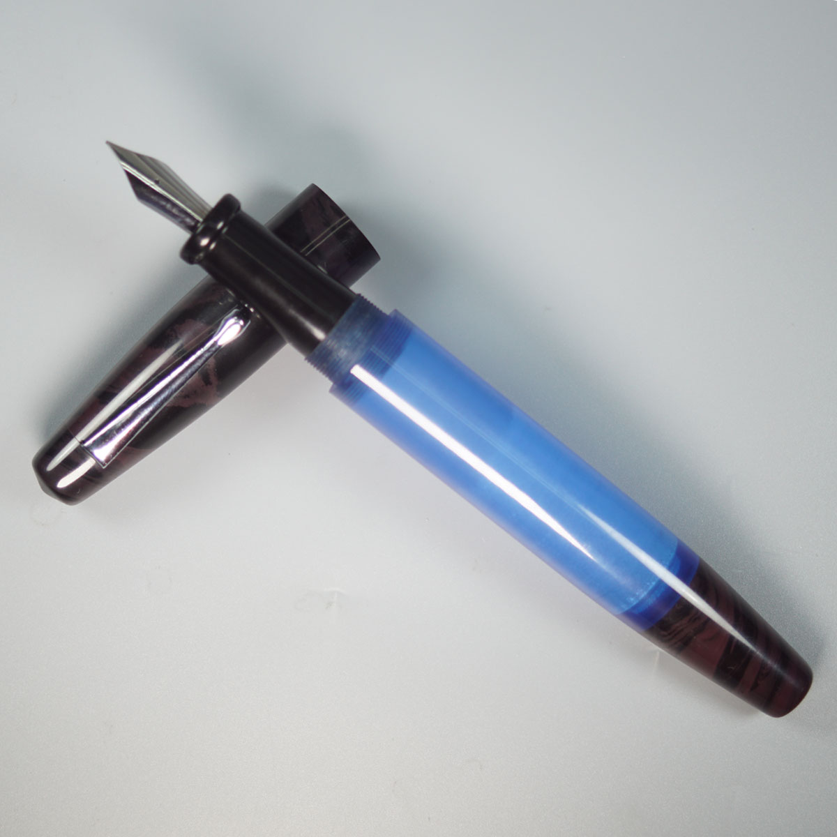 WOW Brand Model-1013A Sabyasachi Celestine சப்யசாச்சி செலஸ்டின் 20/20mm Handmade Acrylic Body Blue with Brown and Black Color Cap Ebonite Silver Clip Eyedropper Plus Cartridge And Converter Fountain Pen with Jowo Medium Nib SKU 60099