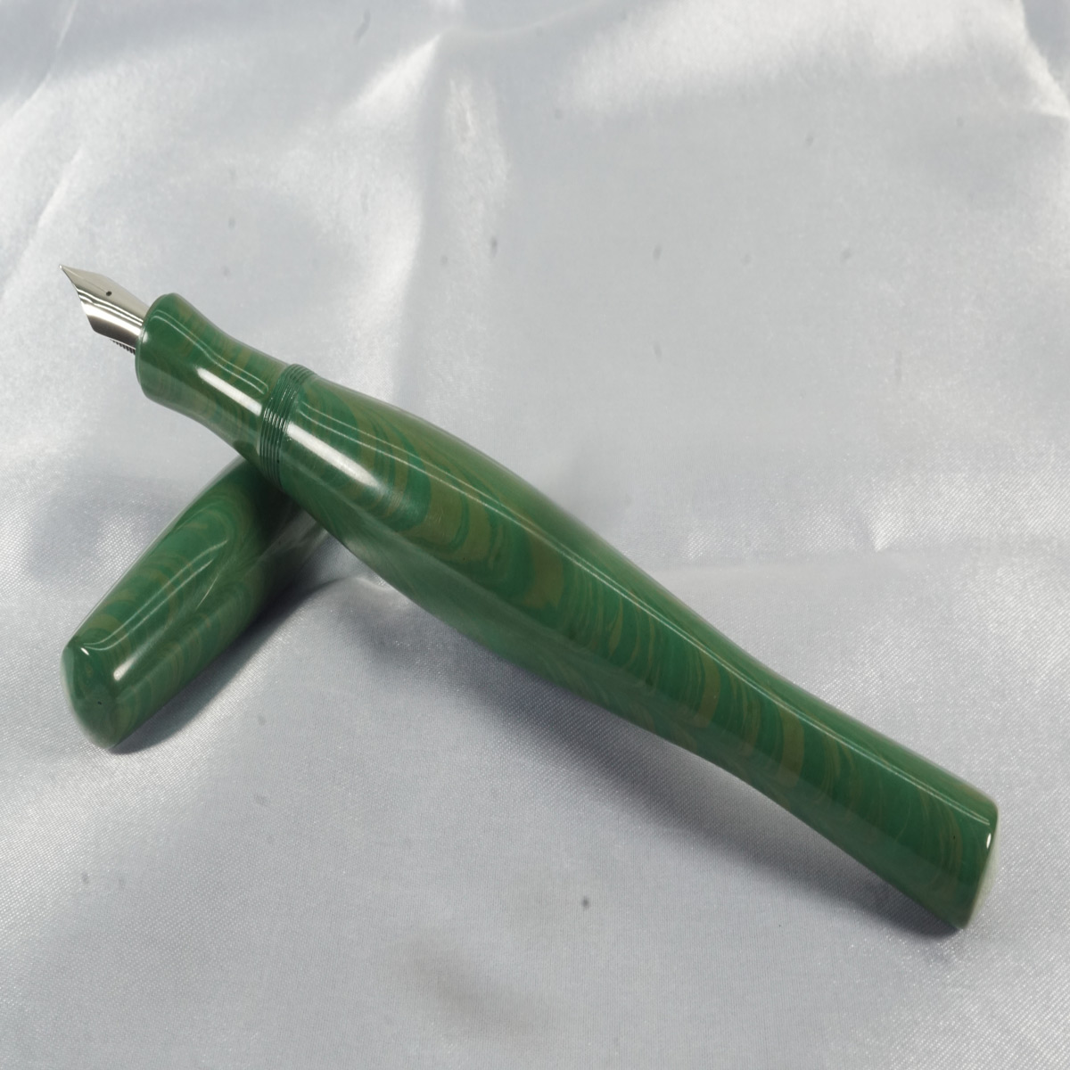 WOW Brand Model-1030A Sabyasachi Galactus சப்யசாச்சி கேலக்டஸ் Design 20/20mm Classic Ebonite  Green Color Body and Cap Black Grip Eyedropper Plus Cartridge And Converter Fountain Pen with Jowo Medium Nib Thread SKU 60100