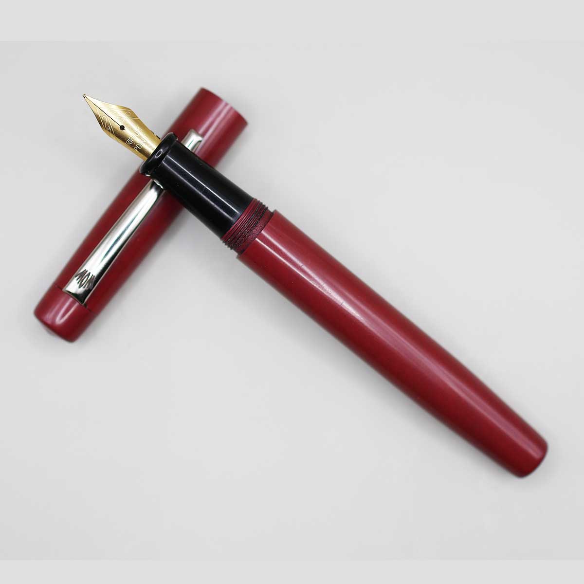 WOW Brand Model-1033A Nayam நயம் Handmade Ebonite Light Red Color Body and Cap No.5.5 Fine Tipped Eye Dropper Model Fountain Pen SKU 60118