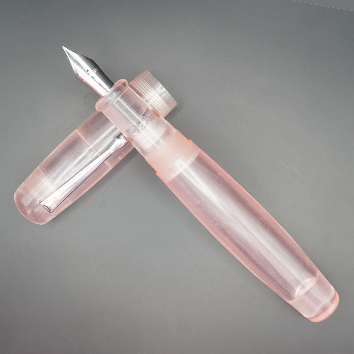 WOW Brand Model-1045A Senthooram செந்தூரம் Sindoor சிந்தூர் Handmade Resin 20/20MM Light Pink Color Full Body and Cap Silver Clip Eyedropper Plus Cartridge And Converter Type Fountain Pen with Kanwrite Jowo Thread Nib SKU 60131