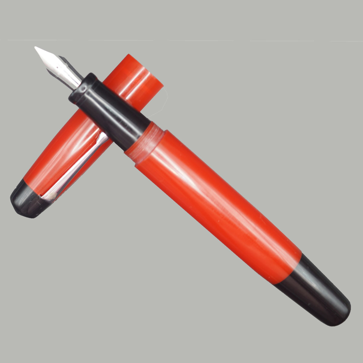 WOW Brand Model-1013 Sabyasachi Celestine சப்யசாச்சி செலஸ்டின் Sindoor சிந்தூர் 19.5mm Handmade Resin Red Color Body and Cap with Silver Clip Eyedropper Plus Cartridge And Converter Type Fountain Pen with Kanwrite Jowo Thread Nib SKU 60137