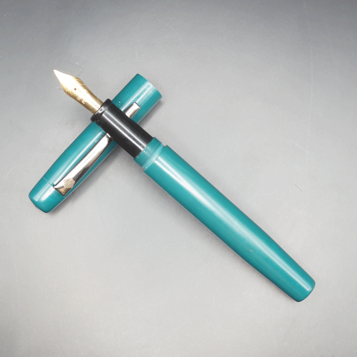 WOW Brand Model-1033A Nayam நயம் Handmade Ebonite Dark Green Color Body and Cap No.5.5 Fine Tipped Eye Dropper Model Fountain Pen 60191