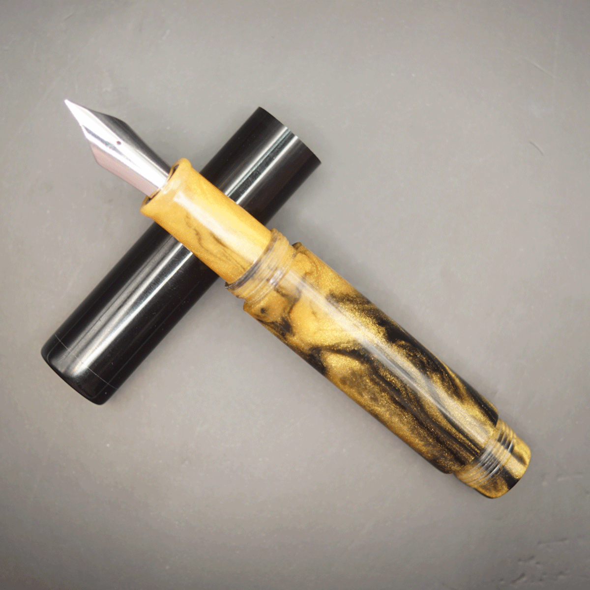 WOW Brand Model-1038A Chota Master சோட்டா மாஸ்டர் 16/16mm Resin Yellow Black Color Body And Black Cap Clip Options Can Be provided Based On Customer Preference Eyedropper Model Fountain Pen Kanwrite Compatible Jowo Thread SKU 60203
