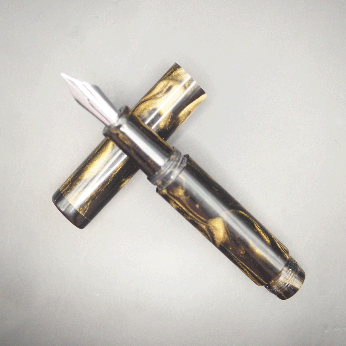 WOW Brand Model-1038A Chota Master சோட்டா மாஸ்டர் 16/16mm Resin Black And Light YellowColor Body Clip Options Can Be provided Based On Customer Preference Eyedropper Model Fountain Pen Kanwrite Compatible Jowo Thread SKU 60205