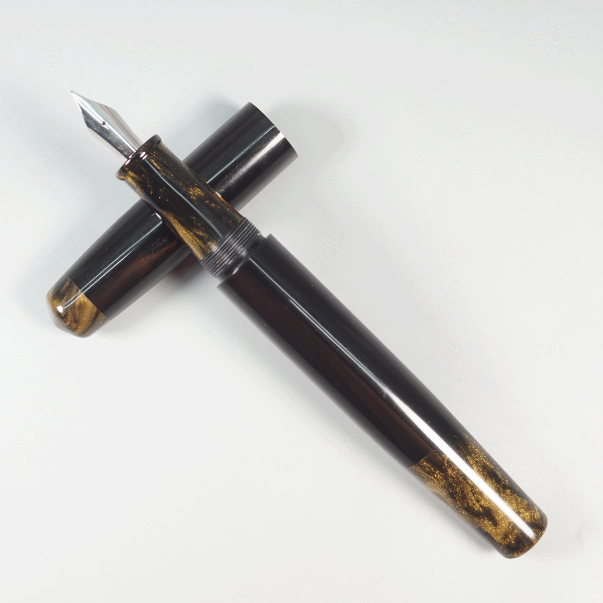 WOW Brand Model-1013A Sabyasachi Celestine சப்யசாச்சி செலஸ்டின் 19/19mm Handmade Ebonite Black Color Body With Eyedropper Plus Cartridge And Converter Fountain Pen with Kanwrite Compatible Jowo Fine Nib Thread SKU 60207