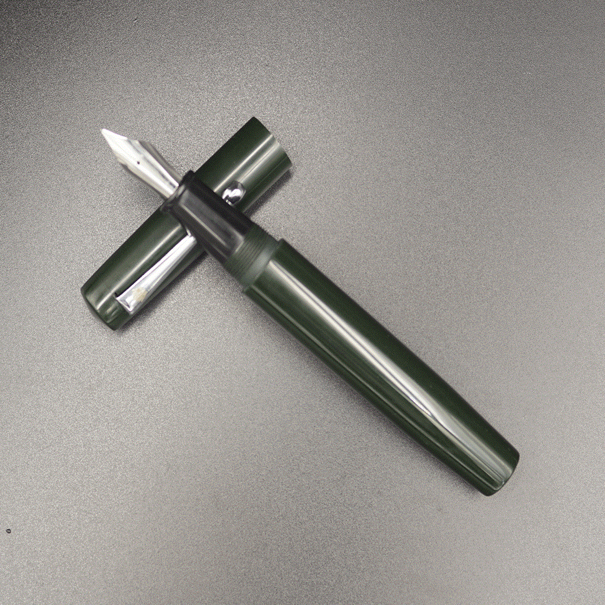 WOW Brand Model-1050A FAKIR SENAPATI ஃபகீர் சேனாபதி 15/15mm Dark Green Color Body With Silver Color Clip Eye Dropper Model Schmidt Converter Fountain Pen  Kanwrite #6 Nib Jowa Compatible Thread SKU 60210