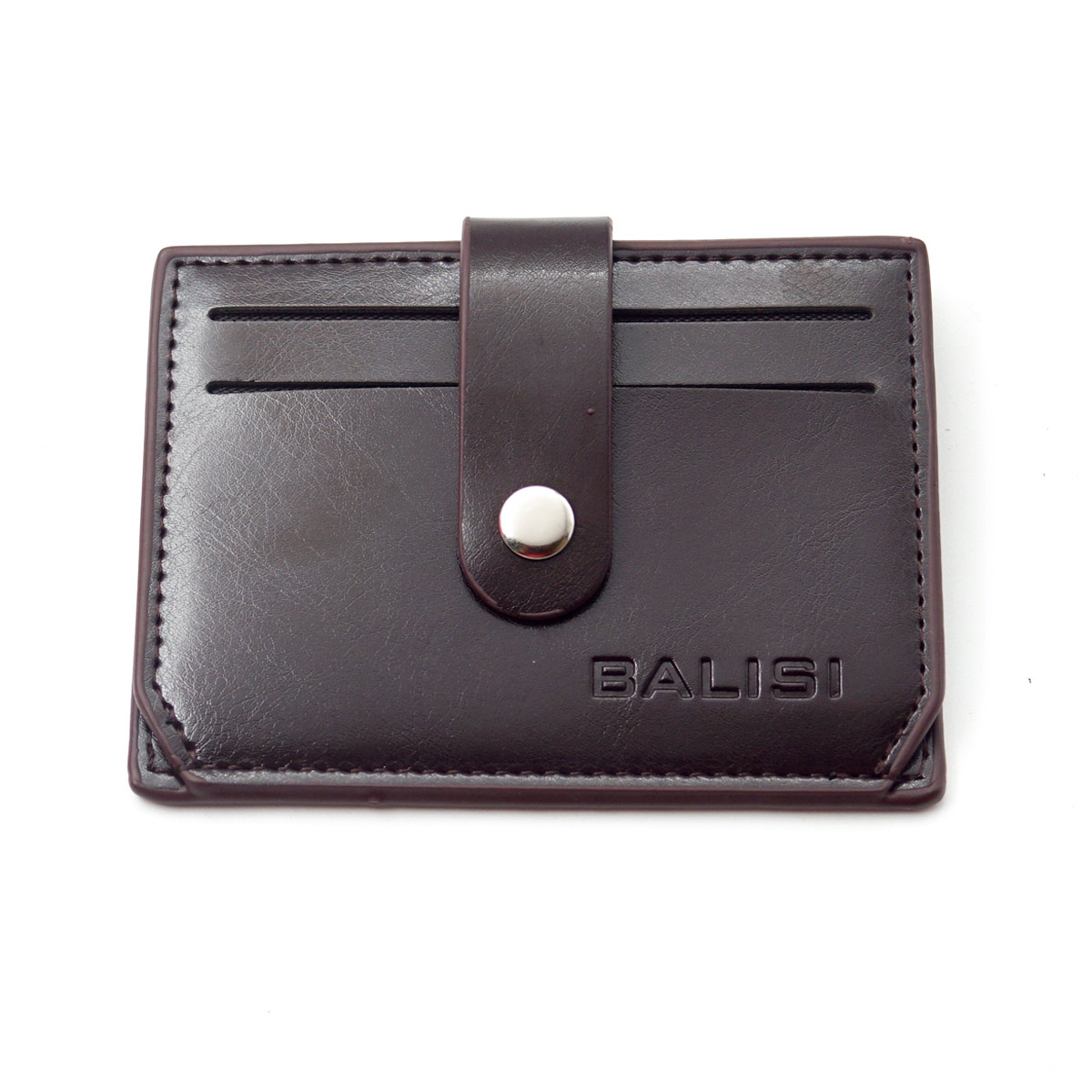 Balisi Glossy Brown Color Button Type Leather Purse SKU - 65096