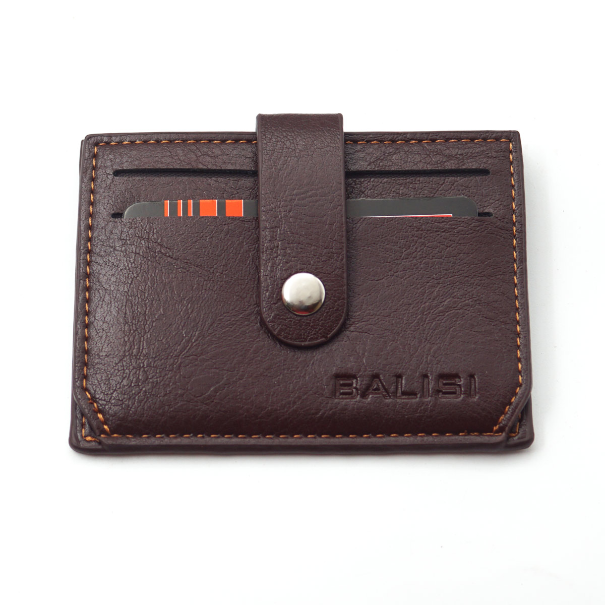 Balisi Dark Brown Color Button Type Leather Purse SKU - 65097