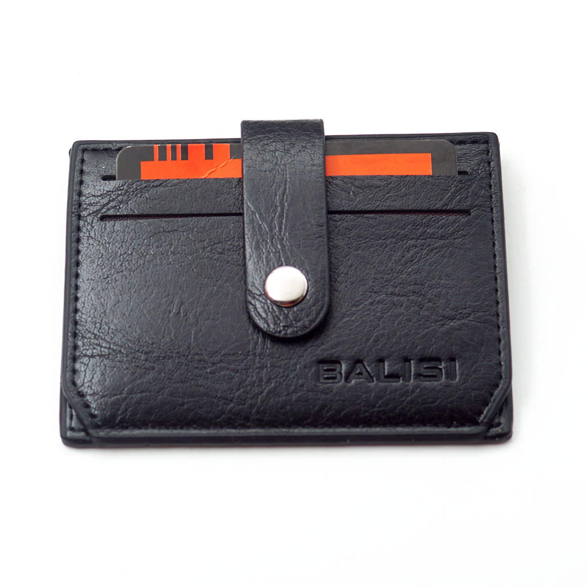Balisi Black Color Button Type Leather Purse SKU - 65099