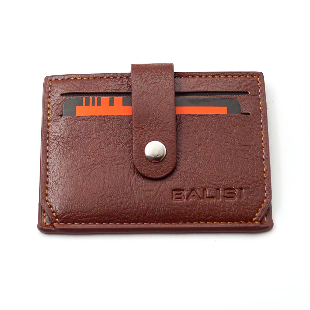 Balisi Brown Color Button Type Leather Purse SKU - 65101