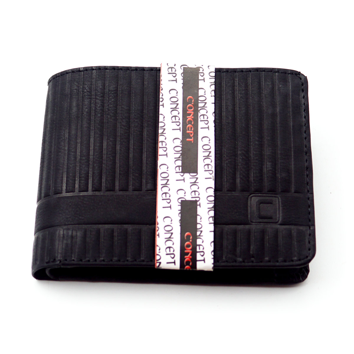 Concept Black Color Strip Design Leather Purse SKU 65106
