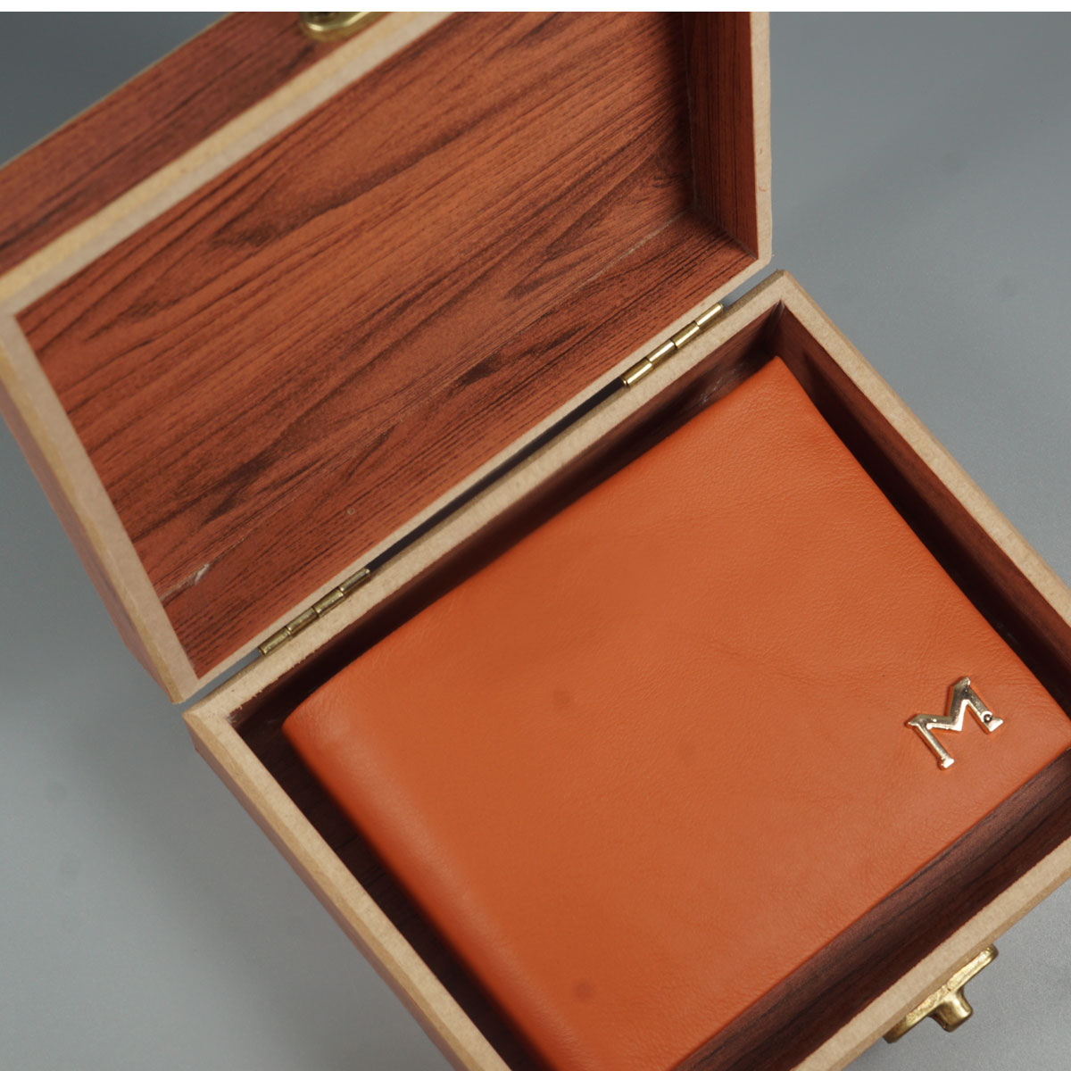 Mont Blanc Copy Model Crème Orange Color And Wooden Box With Bifold Leather Wallet  SKU 65161