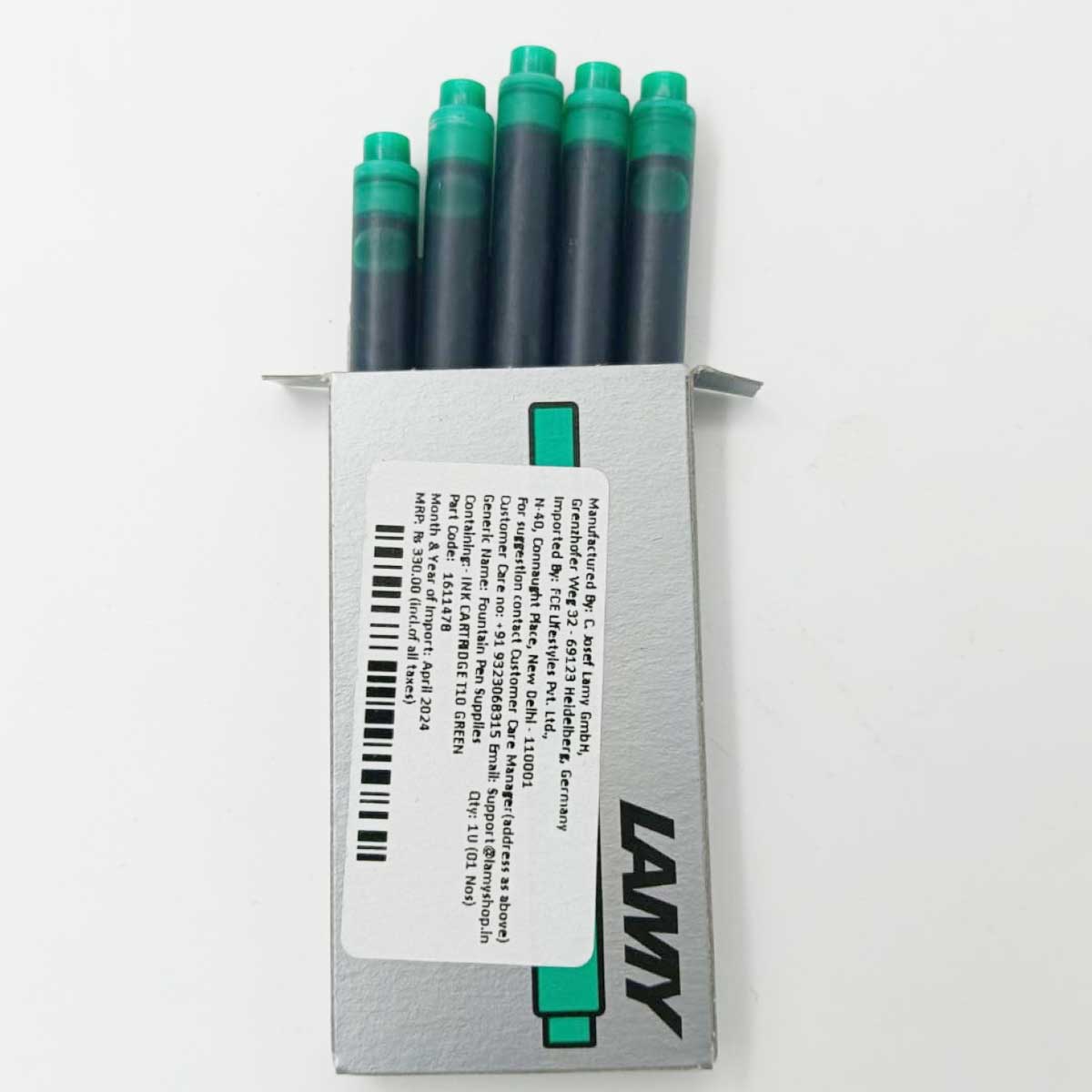 Lamy T10 Green Color Pack of 5 Ink Cartridge  SKU 70898