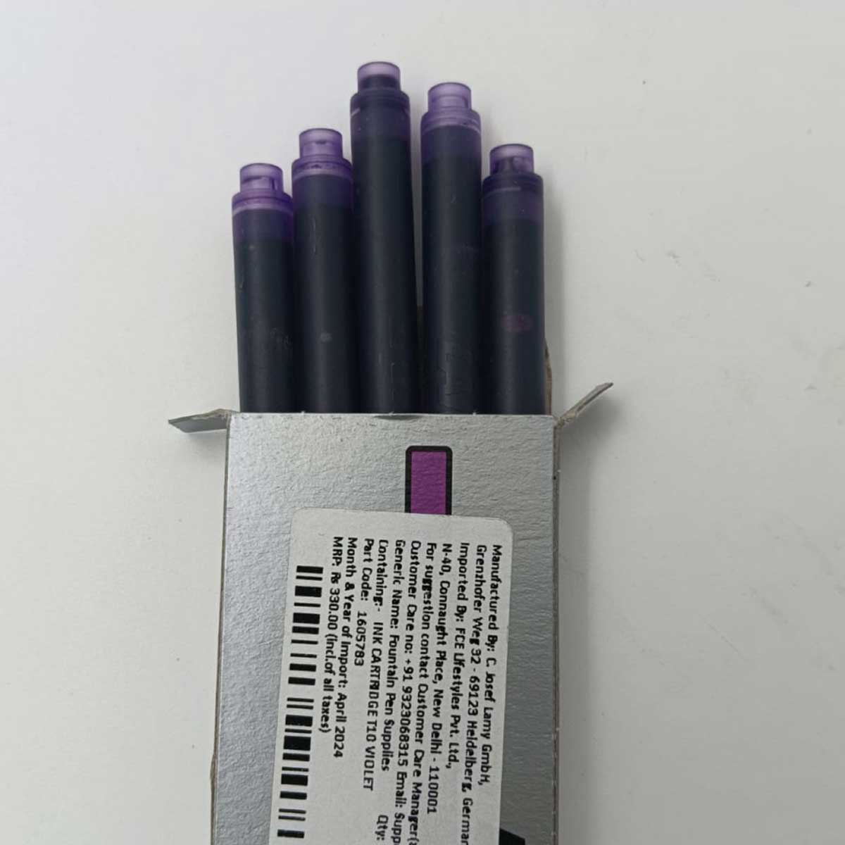 Lamy T10 Violet Color Pack of 5 Ink Cartridge  SKU 70901