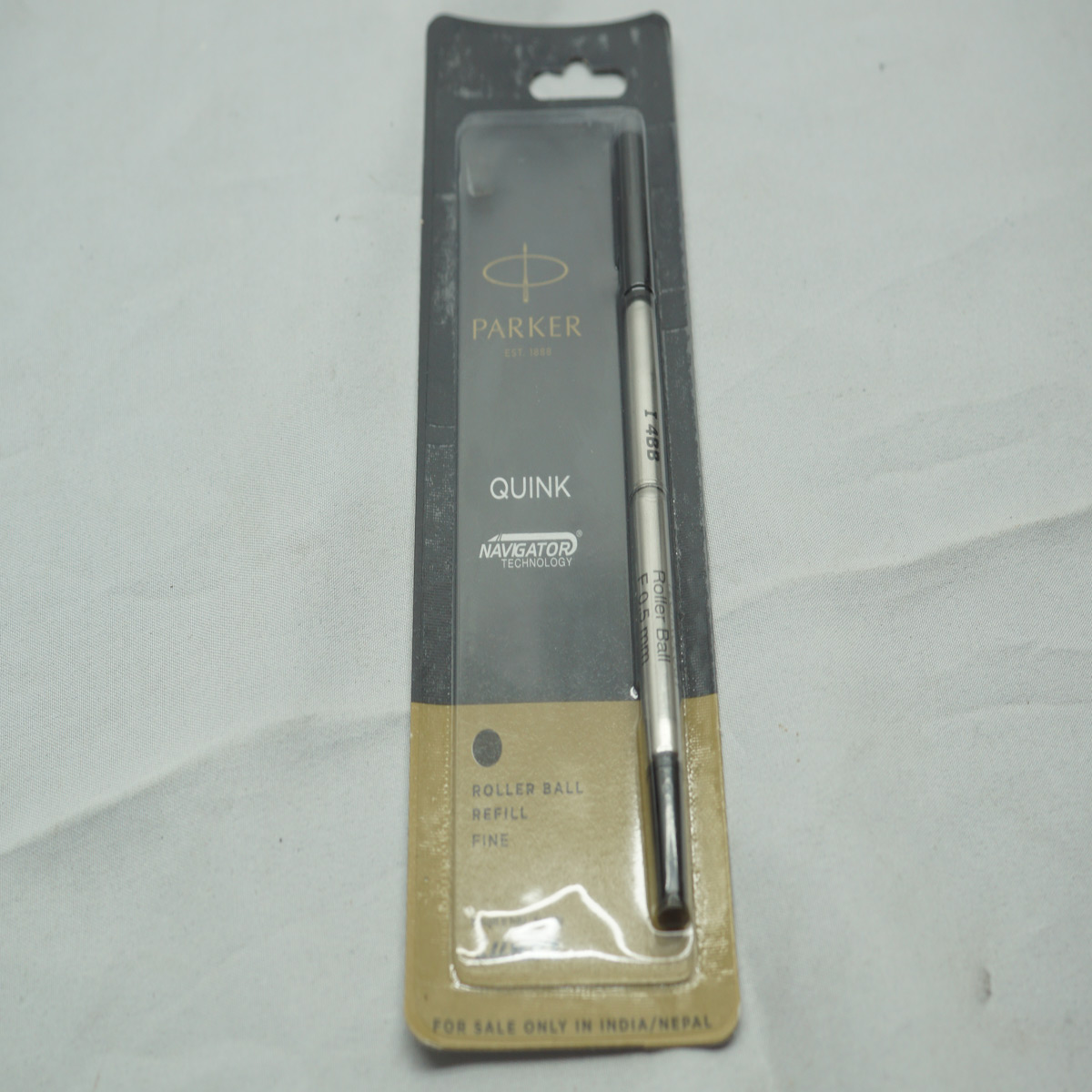 Parker Quink Navigator Silver Color Body Fine Tip Black Ink Roller Ball Refill SKU 71703